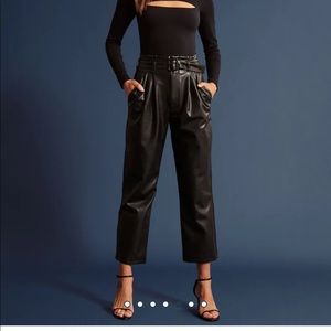 Abercrombie Leather Belted Ankle Straight Pants